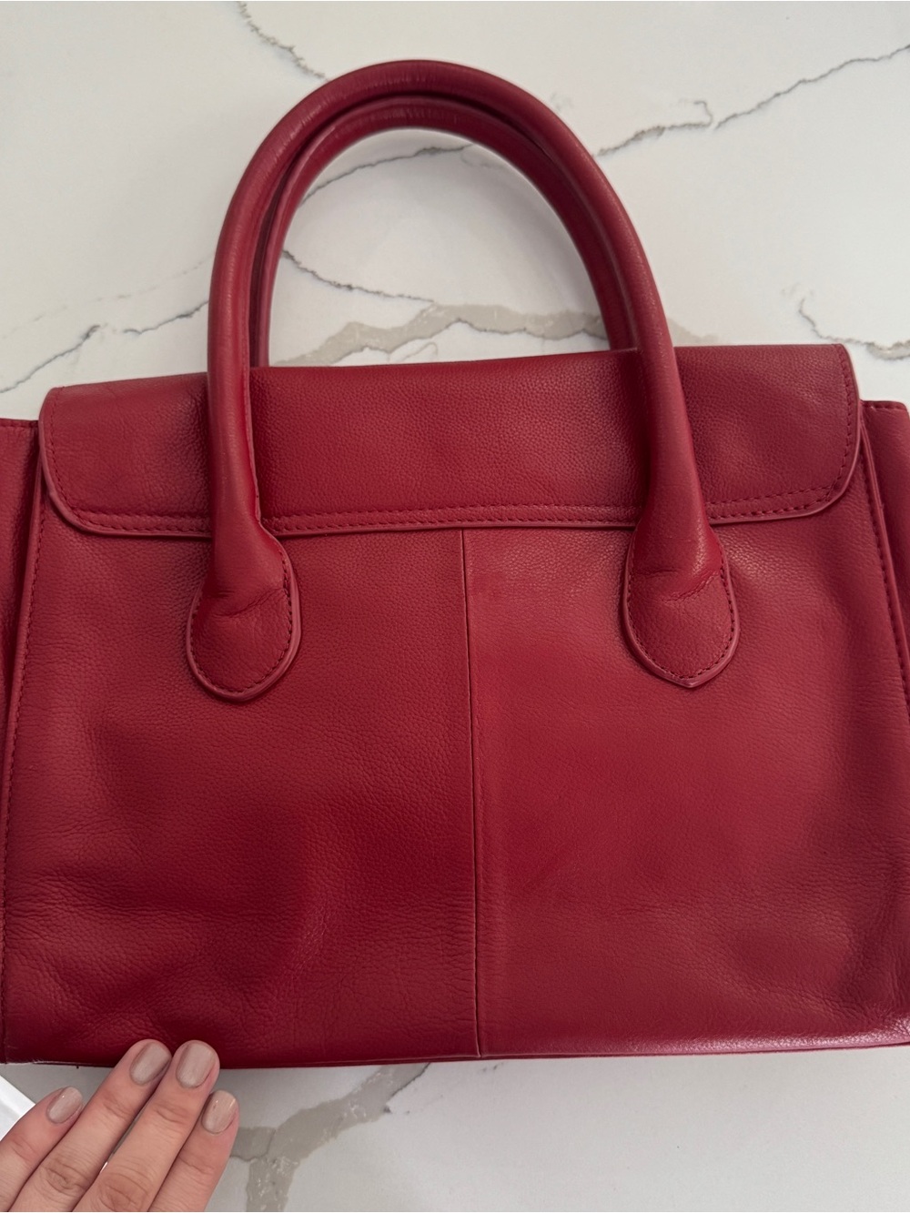 Walter Baker Red Leather Satchel Top Handle Structured Handbag - Picture 7 of 7
